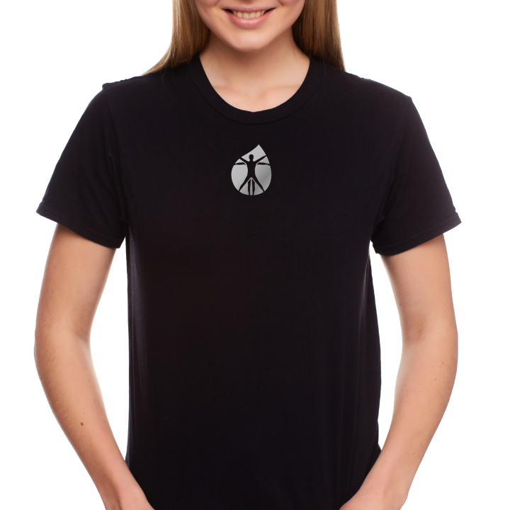 Camiseta unisex negra con logotipo metálico TLC